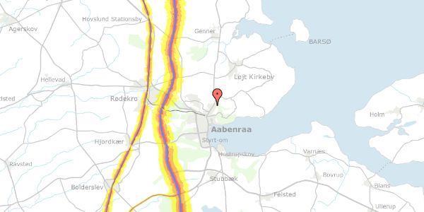 Trafikstøjkort på Lindedal 7, 6200 Aabenraa