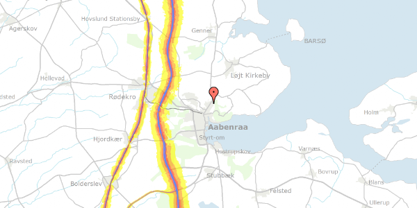 Trafikstøjkort på Lindedal 9A, 6200 Aabenraa