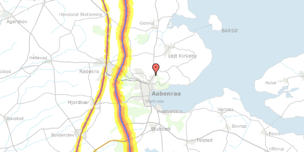 Trafikstøjkort på Lindedal 14, 6200 Aabenraa