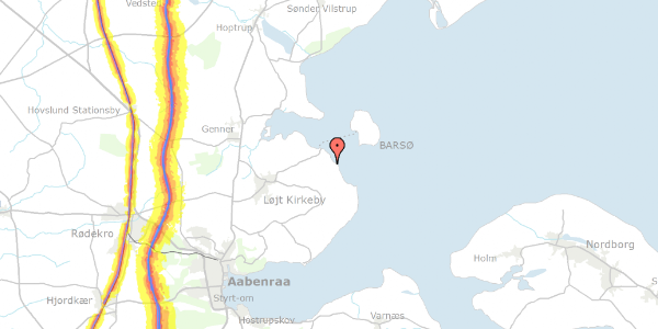 Trafikstøjkort på Loddenhøjvej 180, 6200 Aabenraa