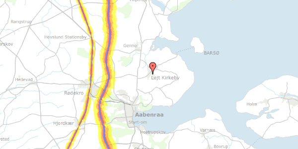 Trafikstøjkort på Lykkevej 7, 6200 Aabenraa