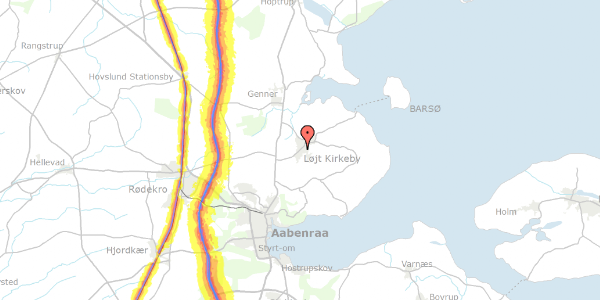 Trafikstøjkort på Løjt Vestervang 6, 6200 Aabenraa