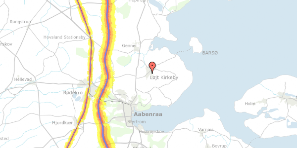 Trafikstøjkort på Løjt Vestervang 21, 6200 Aabenraa