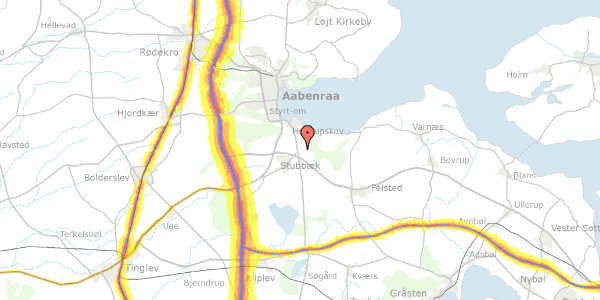 Trafikstøjkort på Lundsbjerg Møllevej 11, 6200 Aabenraa