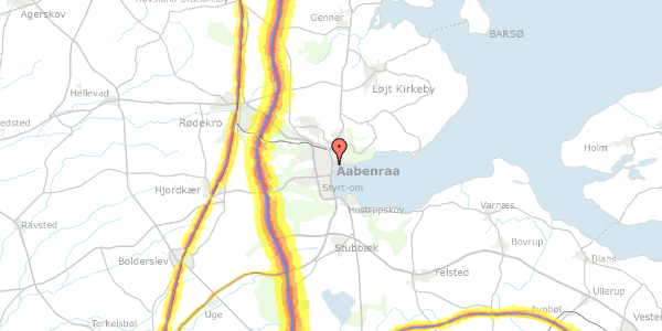 Trafikstøjkort på Mølleåparken 6, 1. 3, 6200 Aabenraa