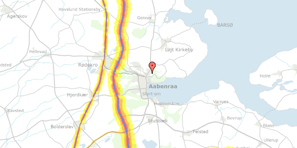 Trafikstøjkort på Nørrevang 13, 6200 Aabenraa