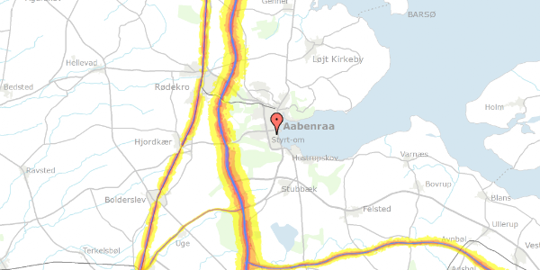 Trafikstøjkort på Rådmandsløkken 15, 6200 Aabenraa