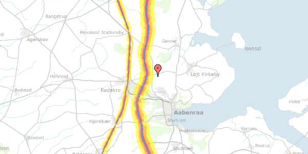 Trafikstøjkort på Rise Hjarup Bygade 32, 6200 Aabenraa