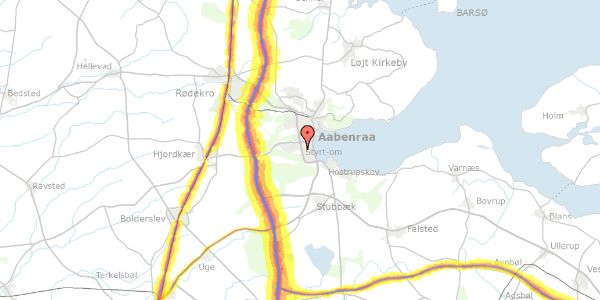 Trafikstøjkort på Rugkobbel 106, 6200 Aabenraa