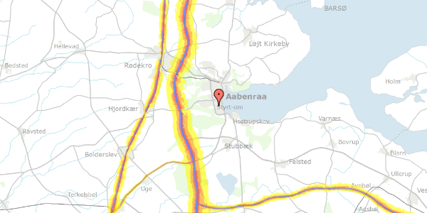 Trafikstøjkort på Rugkobbel 140, 6200 Aabenraa