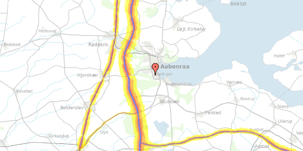 Trafikstøjkort på Rugkobbel 250, 6200 Aabenraa