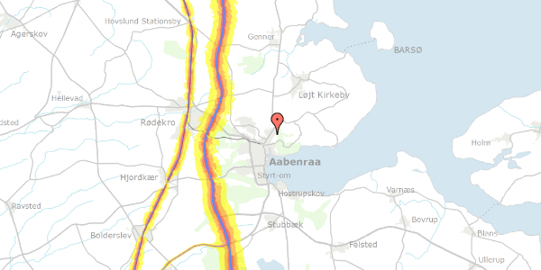 Trafikstøjkort på Snareved 7, 6200 Aabenraa