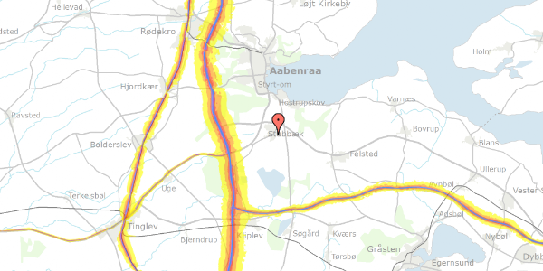 Trafikstøjkort på Stubbæk Nyvej 4, 6200 Aabenraa