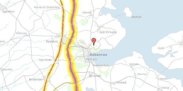 Trafikstøjkort på Tækkerløkke 18, 6200 Aabenraa