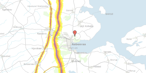 Trafikstøjkort på Tækkerløkke 50, 6200 Aabenraa