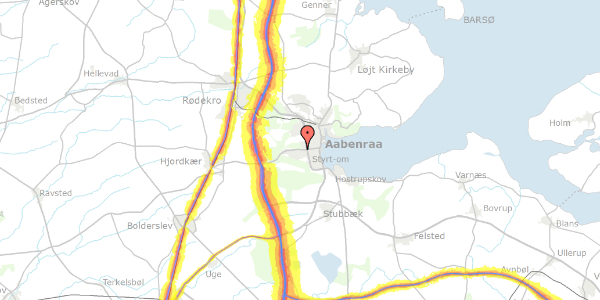 Trafikstøjkort på Tøndervej 155, 1. th, 6200 Aabenraa