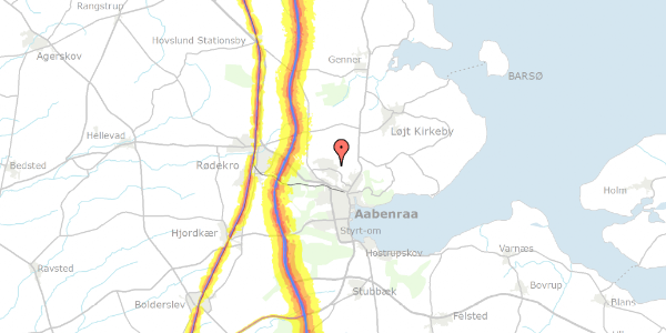 Trafikstøjkort på Uglekær 44, 6200 Aabenraa