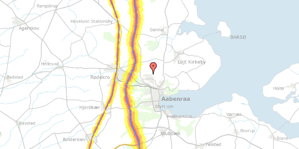 Trafikstøjkort på Uglekær 121, 6200 Aabenraa