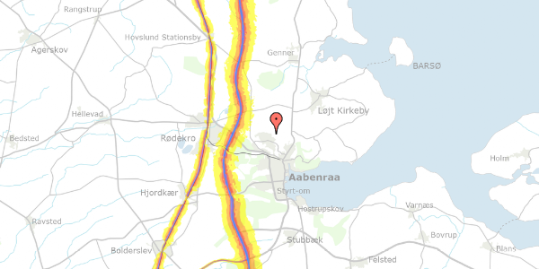 Trafikstøjkort på Uglekær 140, 6200 Aabenraa