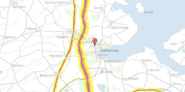 Trafikstøjkort på Ærholm 11, 6200 Aabenraa