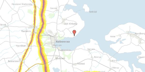 Trafikstøjkort på Østerkrogsforte 39, 6200 Aabenraa