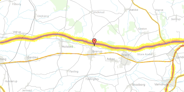 Trafikstøjkort på Vejlevej 4, 6650 Brørup