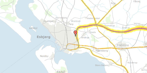 Trafikstøjkort på Askelunden 4, 2. th, 6705 Esbjerg Ø