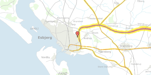 Trafikstøjkort på Askelunden 14, 3. th, 6705 Esbjerg Ø