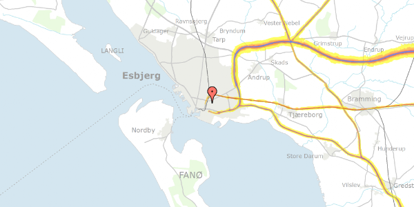 Trafikstøjkort på Baggesens Alle 3, 3. th, 6700 Esbjerg