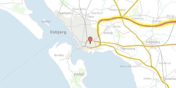 Trafikstøjkort på Baggesens Alle 66, 6700 Esbjerg