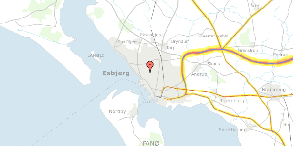 Trafikstøjkort på Buntmagertoften 10, 6710 Esbjerg V