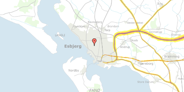 Trafikstøjkort på Buntmagervænget 9, 6710 Esbjerg V