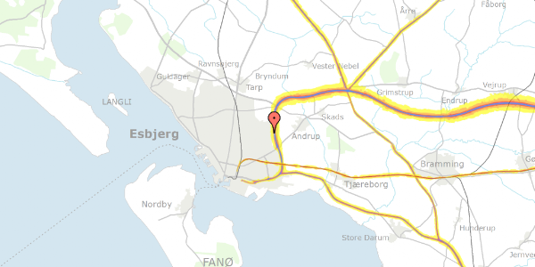 Trafikstøjkort på Cederlunden 2, 1. th, 6705 Esbjerg Ø