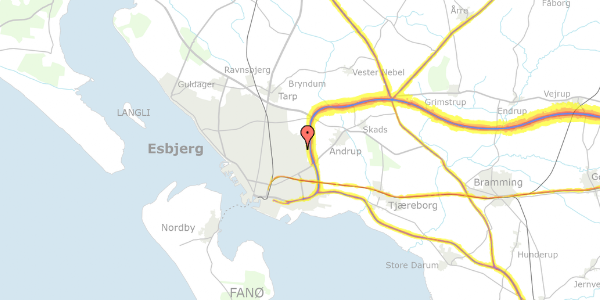 Trafikstøjkort på Cederlunden 23, 6705 Esbjerg Ø