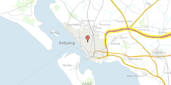 Trafikstøjkort på Eriksensvej 2, st. 22, 6710 Esbjerg V