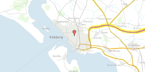Trafikstøjkort på Eriksensvej 34, 6710 Esbjerg V