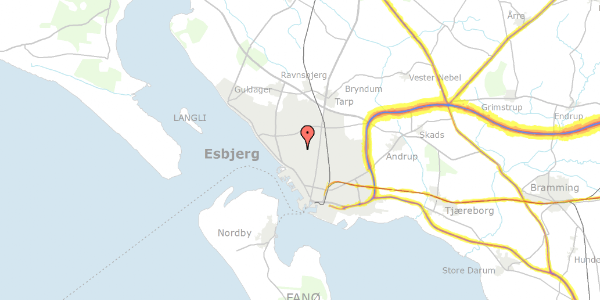 Trafikstøjkort på Eriksensvej 39, 6710 Esbjerg V