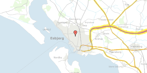Trafikstøjkort på Eriksensvej 50, 6710 Esbjerg V