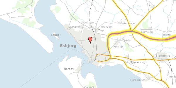 Trafikstøjkort på Eriksensvej 55, 6710 Esbjerg V