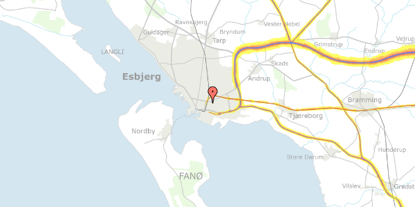 Trafikstøjkort på Ewalds Alle 5B, 6700 Esbjerg