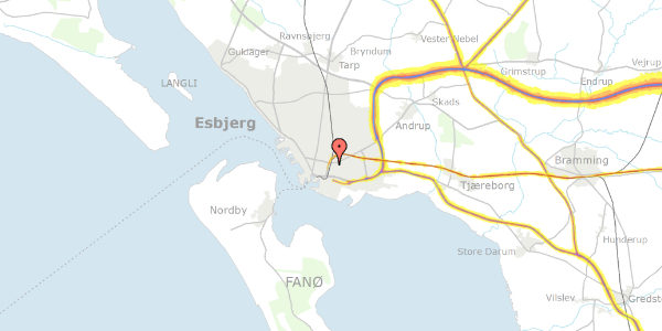 Trafikstøjkort på Ewalds Alle 6, 1. th, 6700 Esbjerg