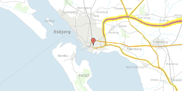 Trafikstøjkort på Fynsgade 8, 1. 1, 6700 Esbjerg