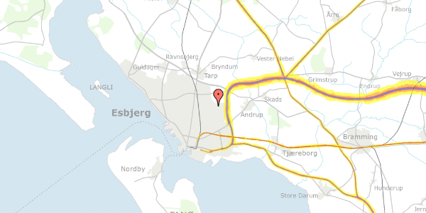 Trafikstøjkort på Fyrrelunden 37, 6705 Esbjerg Ø