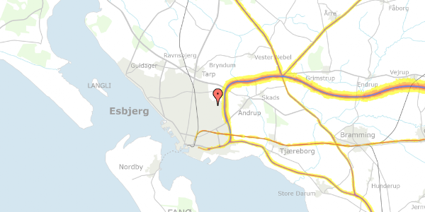 Trafikstøjkort på Fyrrelunden 76, 6705 Esbjerg Ø