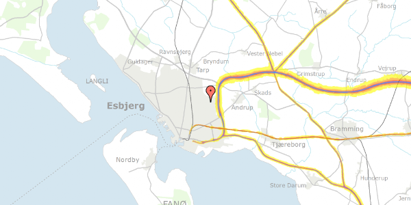 Trafikstøjkort på Fyrrelunden 99, 6705 Esbjerg Ø