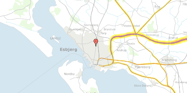 Trafikstøjkort på Gl Vardevej 131, 6715 Esbjerg N