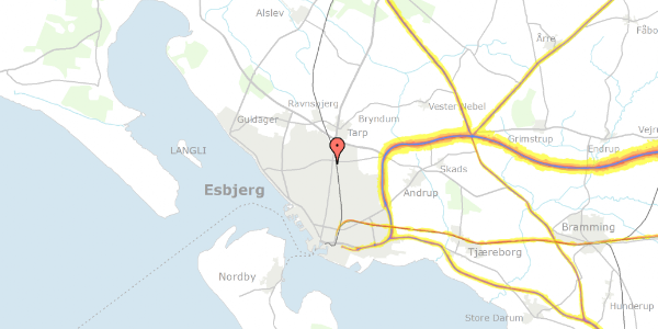 Trafikstøjkort på Gl Vardevej 227, 6715 Esbjerg N