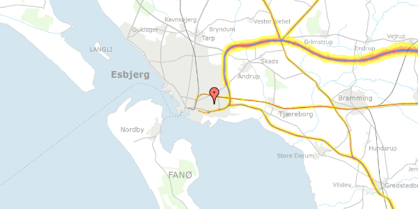 Trafikstøjkort på Grønvangsvej 28, 6700 Esbjerg