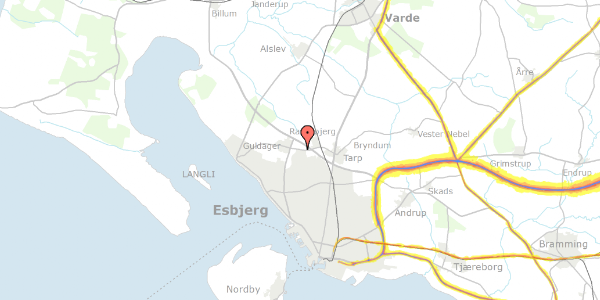 Trafikstøjkort på Guldagervej 113, 6710 Esbjerg V