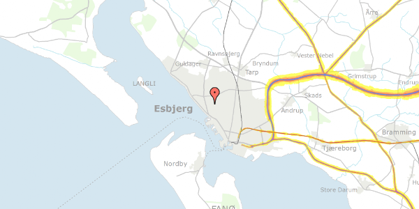 Trafikstøjkort på Guldbergs Alle 28, 6710 Esbjerg V